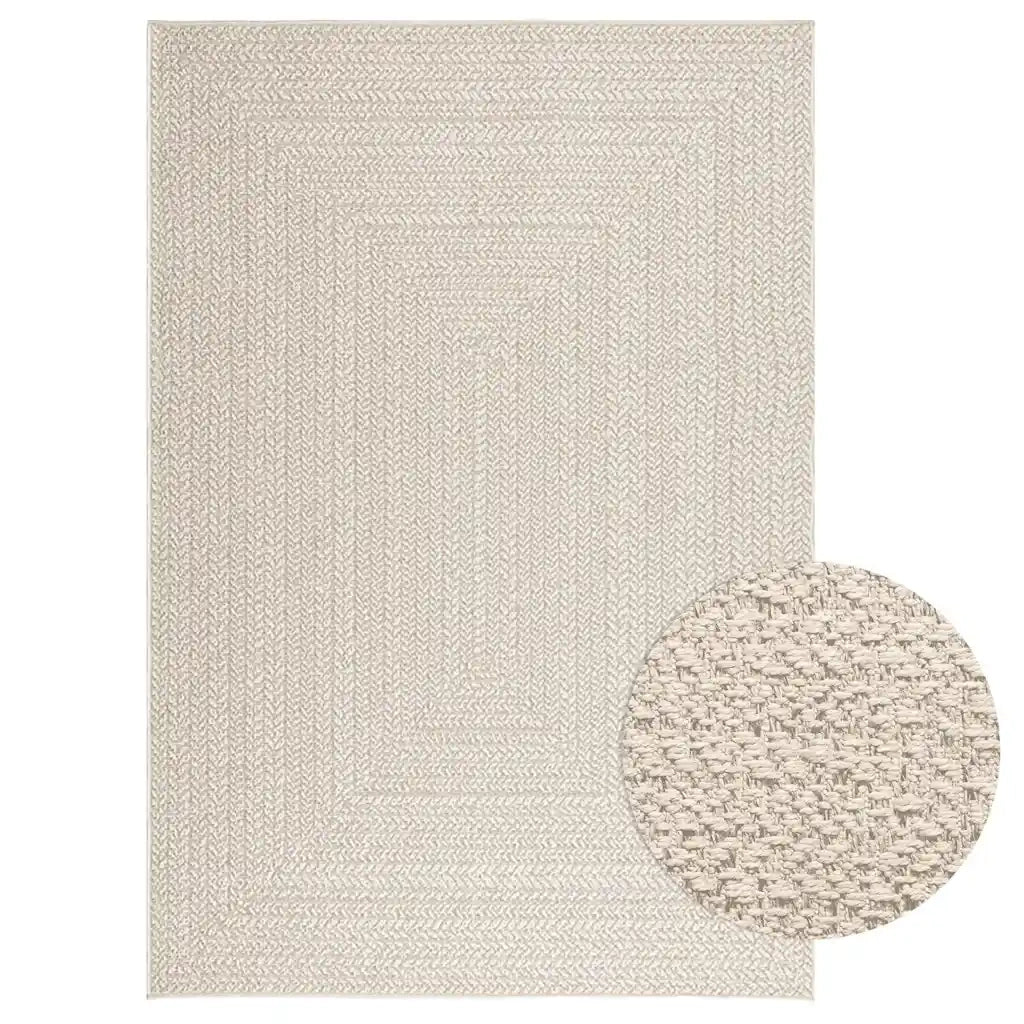Tappeto ZIZUR Crema 140x200 cm Aspetto Iuta Interni ed Esterni