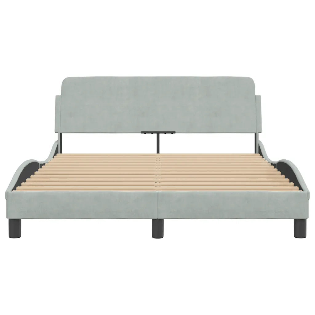 Struttura letto Dover Grigio Chiaro 135x190 cm in Velluto 373328