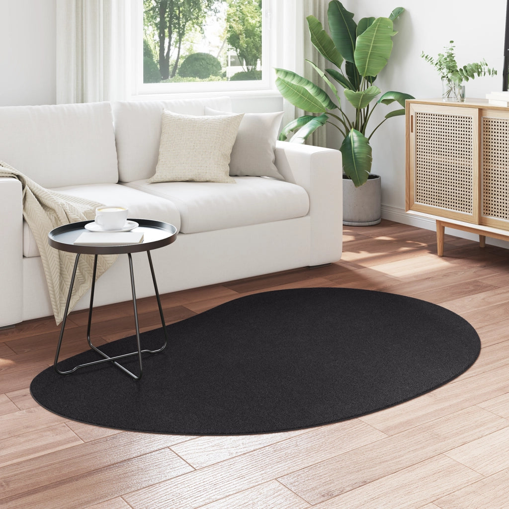 Tappeto Area Nero 120x170 cm Poliestere Antiscivolo