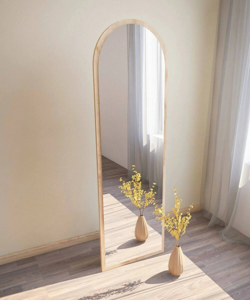 Specchio Artus, Specchiera, Articolo d'arredo a muro, Decorazione con specchio, 50x2h160 cm, Rovere