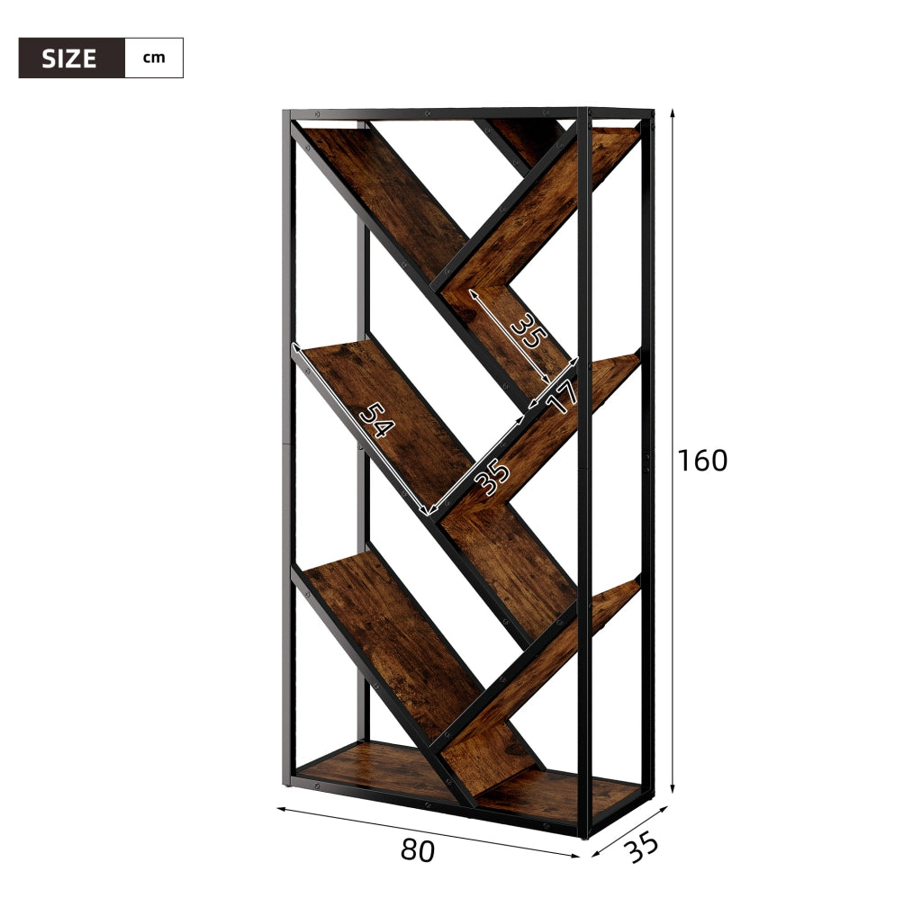 Libreria a colonna 80x35x160 cm nera e marrone - design ad albero antiribaltamento