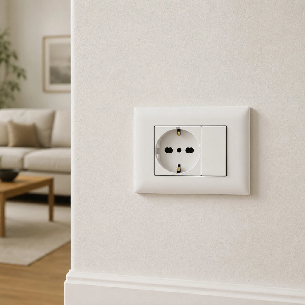Placca Placchetta 503 Incasso 2 Posti con Interruttore e Presa Schuko