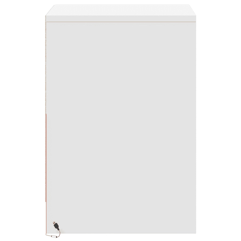 Comodino con Luci LED Bianco in Legno Multistrato 852033