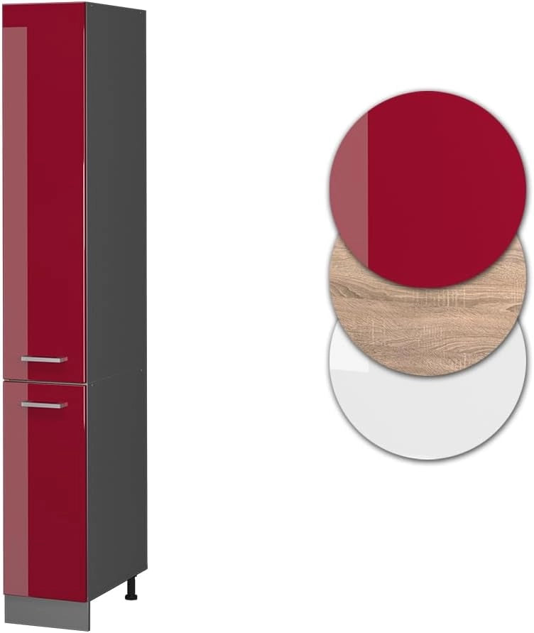 Armadio da farmacia R-Line, Rosso lucido, 30 cm, per la libera combinazione all'interno di sistemi cucina modulari