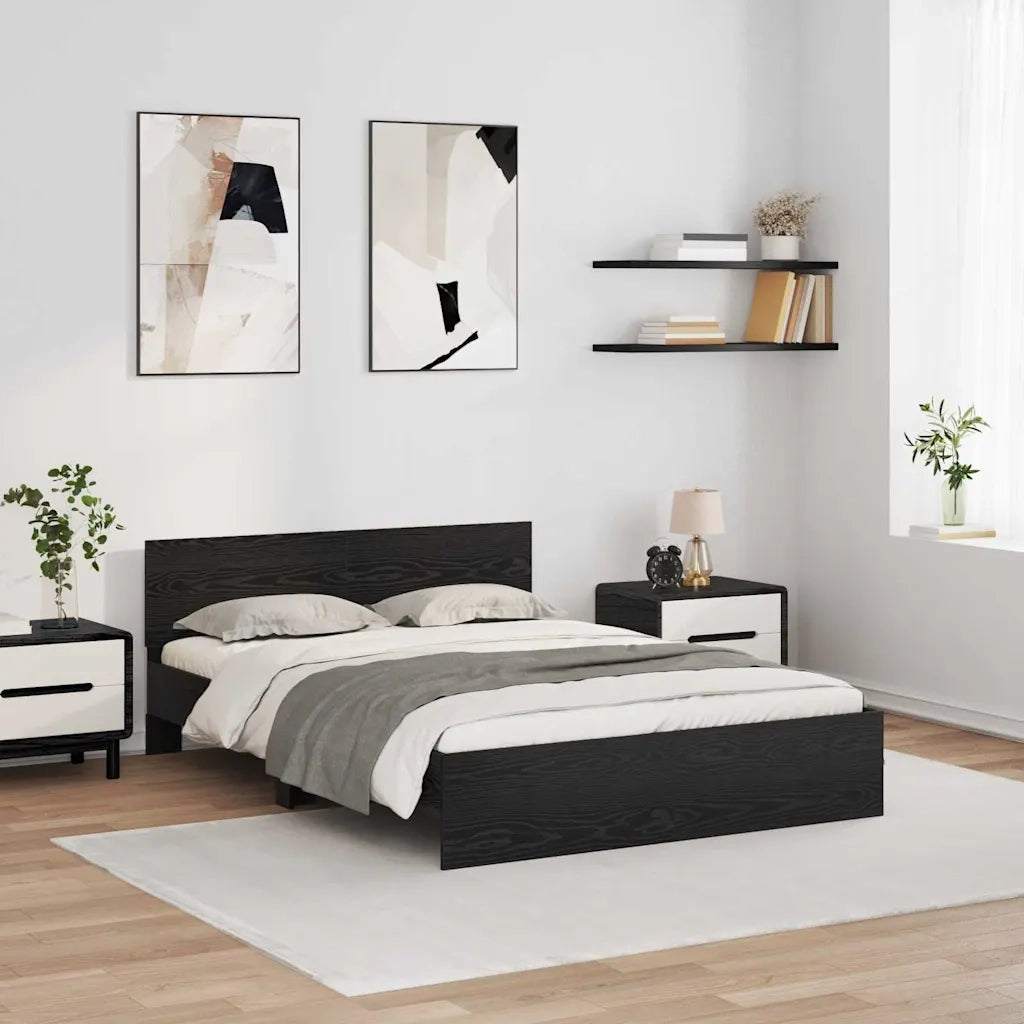 Struttura del letto Rovere Nero 120 x 190 cm Legno multistrato