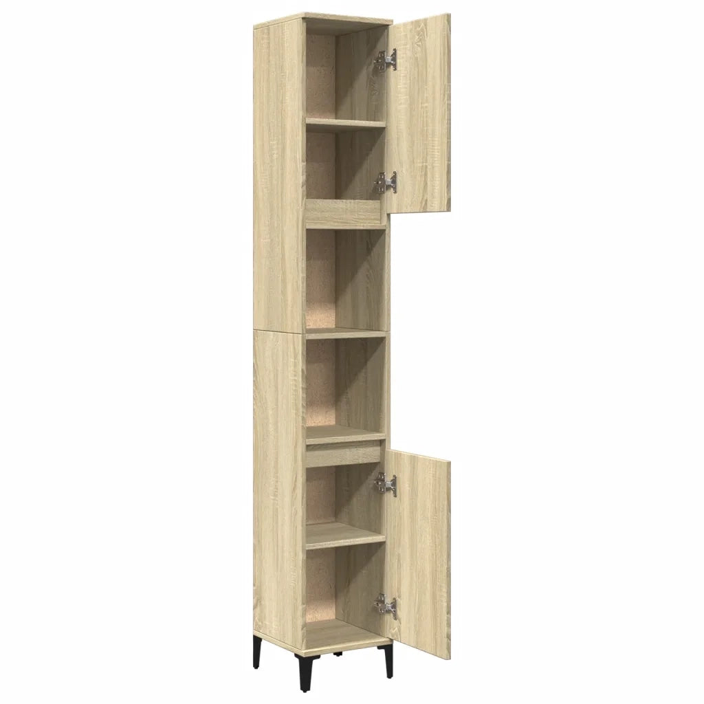Armadietto da Bagno | Armadio da bagno Rovere Sonoma 30x30x190cm Legno Multistrato
