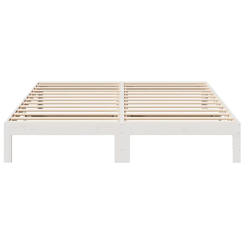 Giroletto senza Materasso-Struttura Letto Bianco 160x200 cm Legno Massello Pino 340010