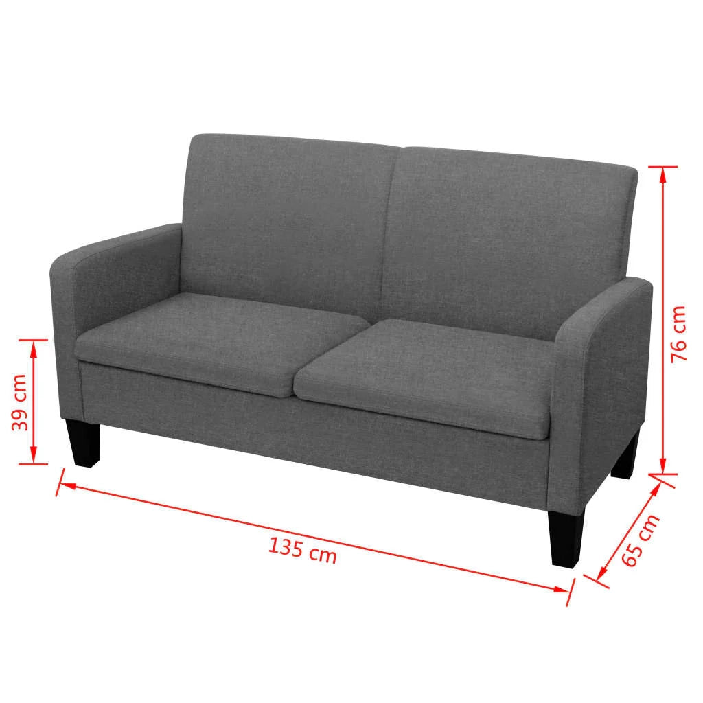 Divano a 2 posti per soggiorno casa uso interno 135 x 65 x 76 cm grigio scuro 02_0020585