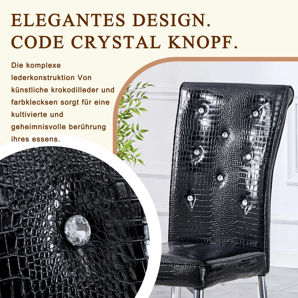 SEDIA DA PRANZO Set da 2 Nero in PVC effetto pelle con gambe in metallo galvanizzato