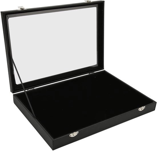 Cassa di esposizione per pin - Grande capacità - Stoffa impermeabile e stile - Nero - Per pin e accessori - 35x24x5cm - Adatto per badge e simili