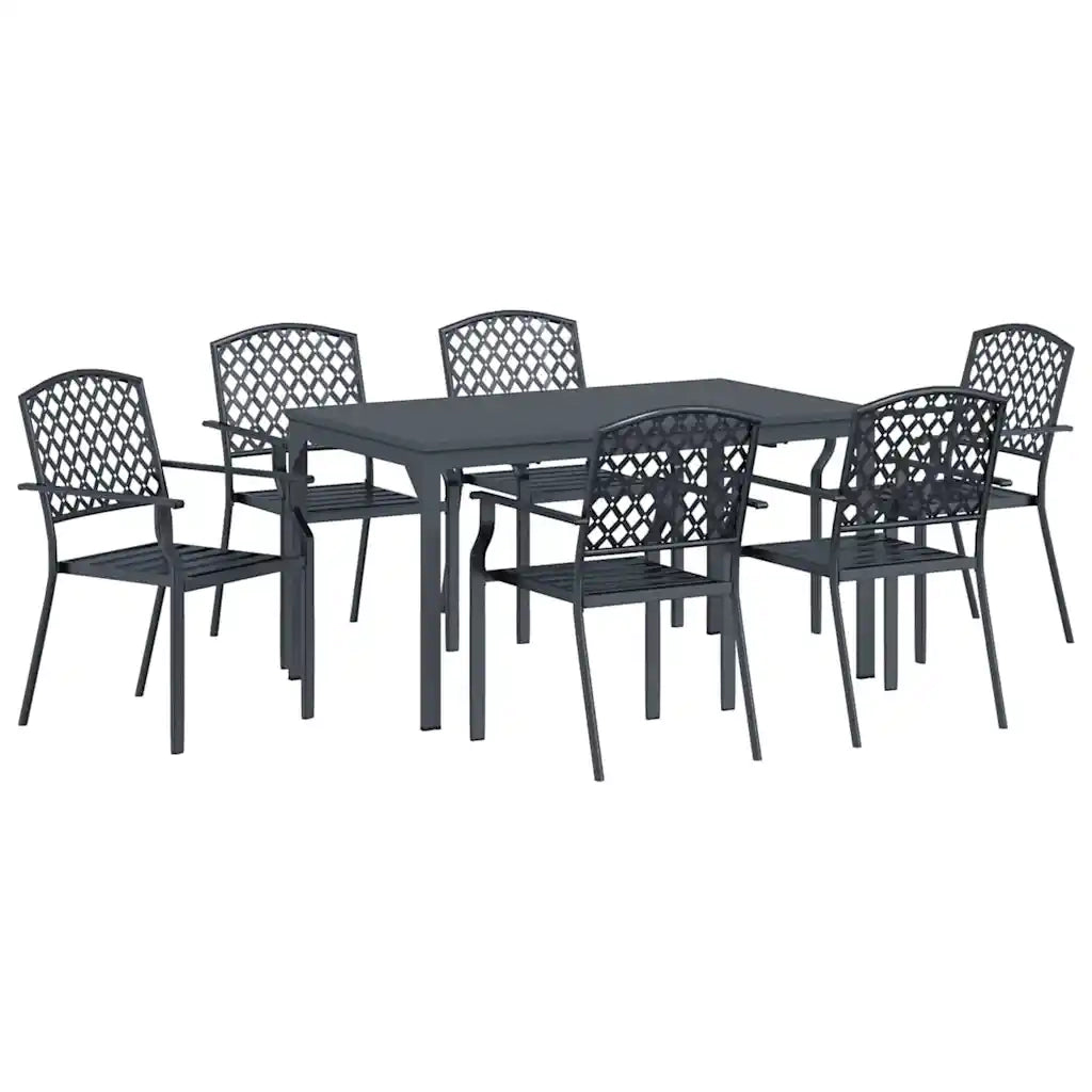 Set da Pranzo per Giardino 7 pcs Antracite