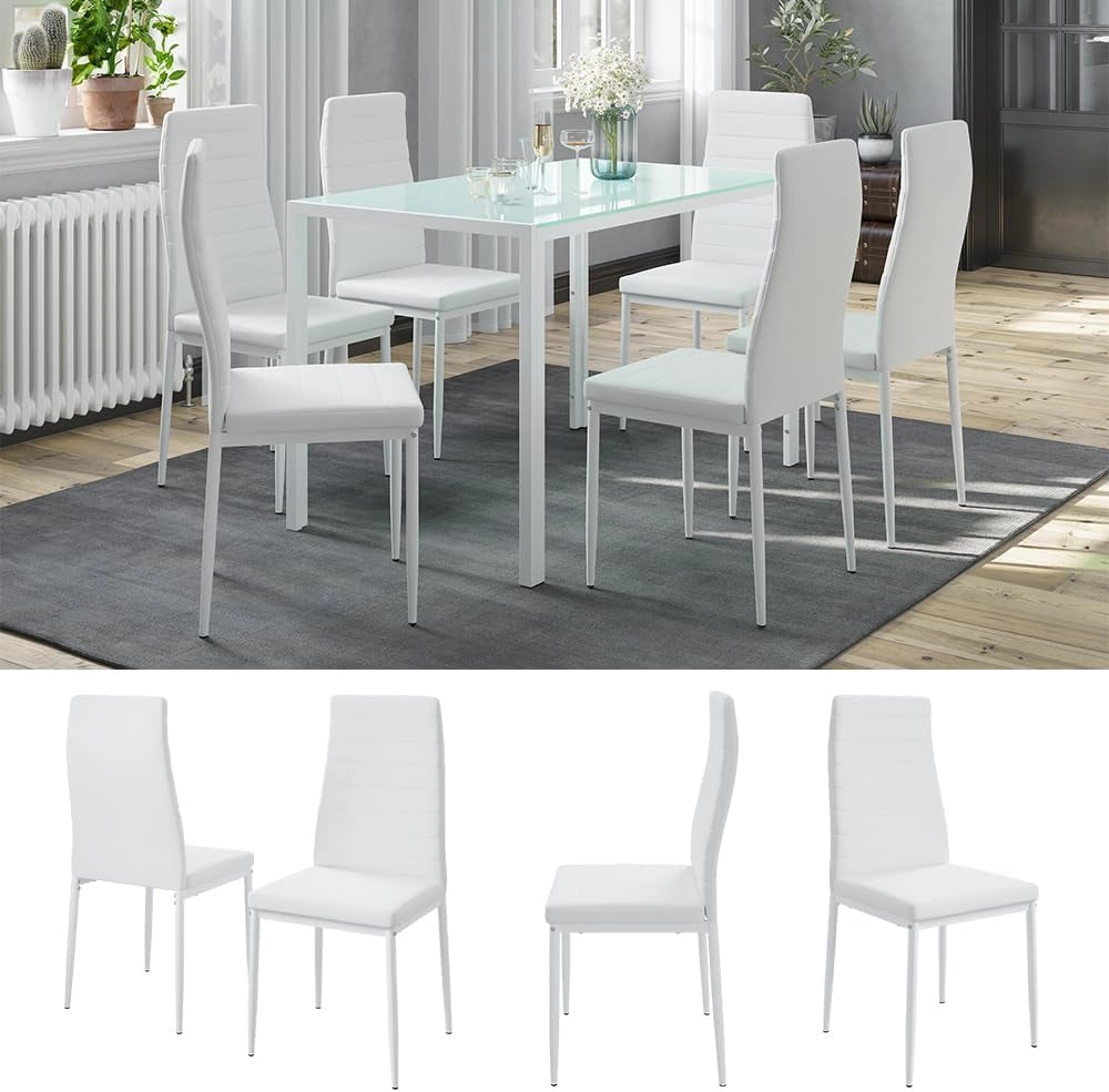Sedia da sala da pranzo Grand, Bianco, 42.5 x 48 cm Set di 6, per l’utilizzo come set da pranzo in cucina o sala da pranzo