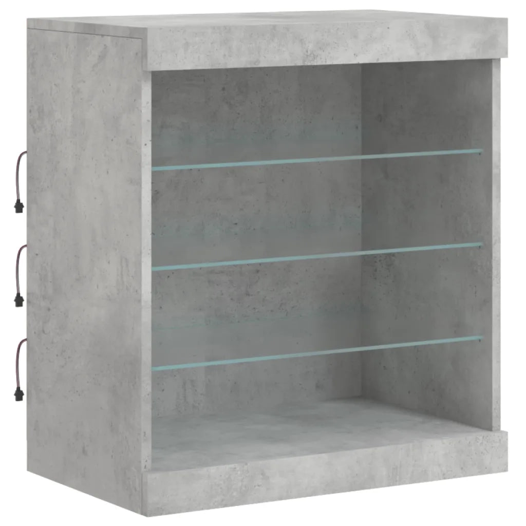 Credenza | Madia | Buffet da pranzo | Armadio da pranzo con Luci LED Grigio Cemento 142,5x37x67 cm
