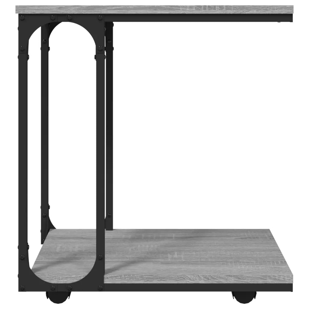 Tavolino con Ruote-Tavolino da soggiorno-Tavolo Grigio Sonoma 50x35x55,5cm Legno Multistrato