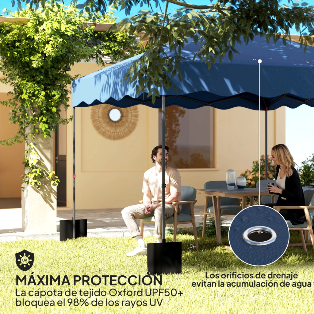 Tenda da Giardino Pieghevole 3x3m ¨C zephmum ¨C Blu Scuro con Protezione UV e Ruote