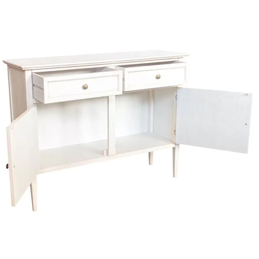 Madia credenza 2 porte 2 cassetti legno shabby bianco anticato 110x35x83 - Mobili 2G