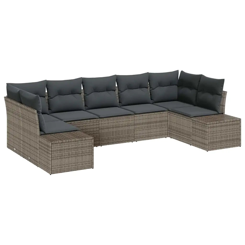 Set Divano da Giardino con cuscino 7 pcs Grigio polyrattan 3347209