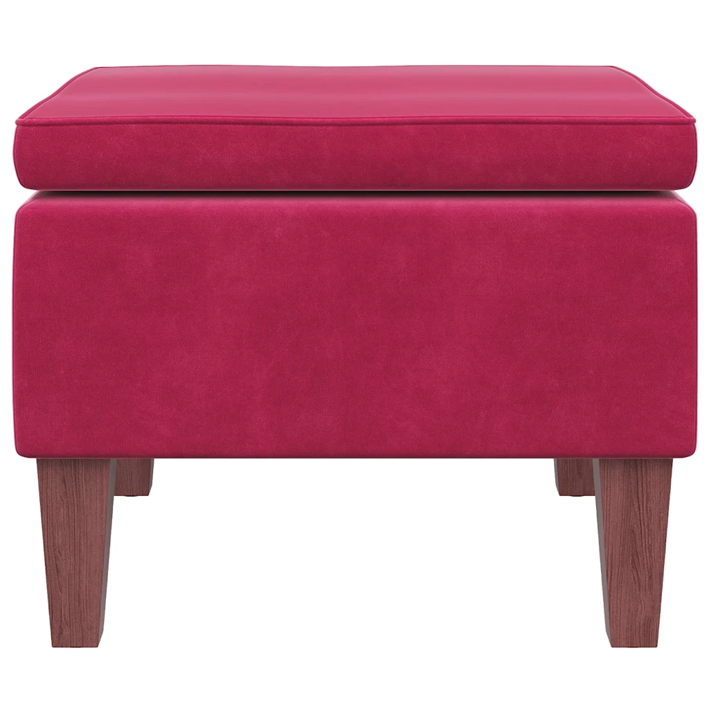 Poggiapiedi con Gambe in Legno Rosso Vino in Velluto 329462