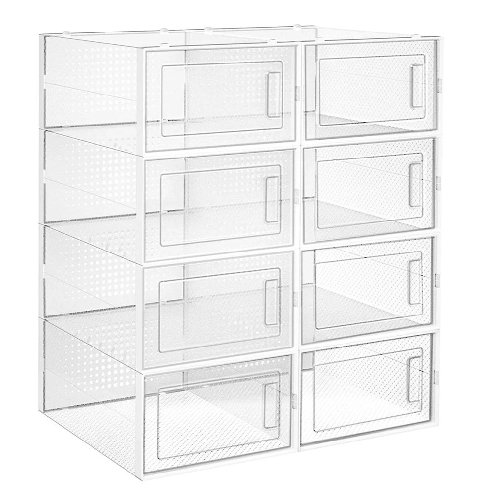 Scatole per scarpe set da 18 contenitore pieghevole per scarpe fino alla misura 44 trasparente e bianco 12_0004441
