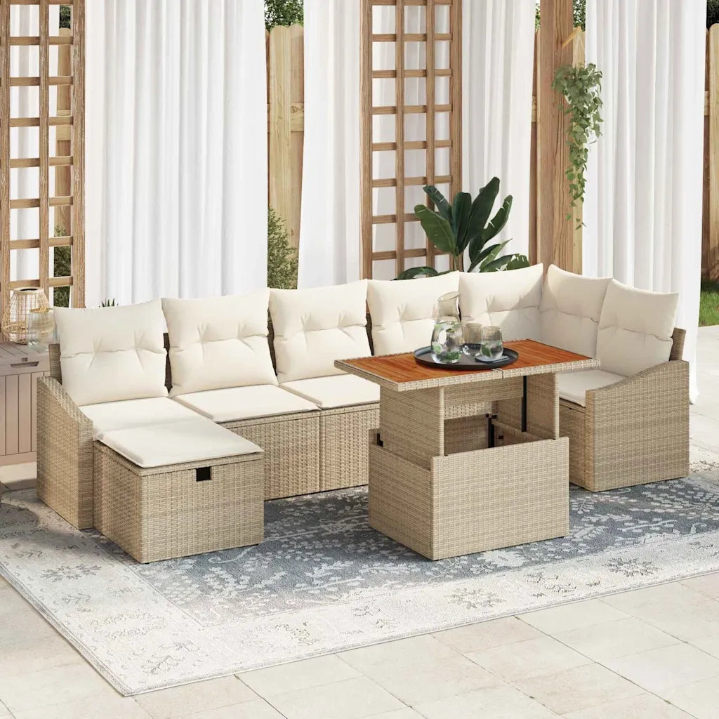 Set Divano da Giardino 8 pcs Beige polyrattan 3361365