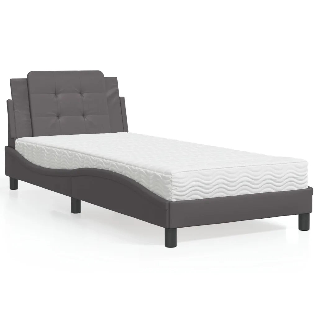 Letto singolo | Letto per adulti | Giroletto senza Materasso Zadar Grigio 100x200 cm in Similpelle