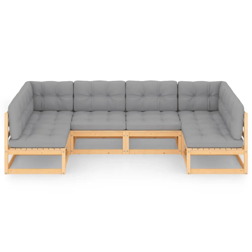 Set Divani Giardino 6 pz con Cuscini in Legno Massello di Pino 3077174
