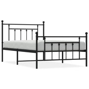 Letto singolo | Letto per adulti | Giroletto con Testiera e Pediera Metallo Nero 107x203 cm