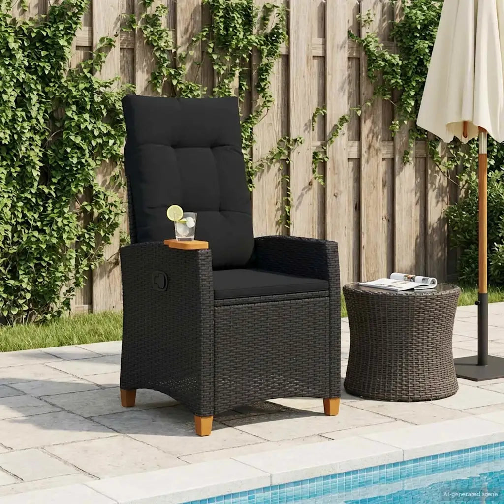 Poltrona reclinabile con tavolino Nero 62 x 64 x 112 cm
