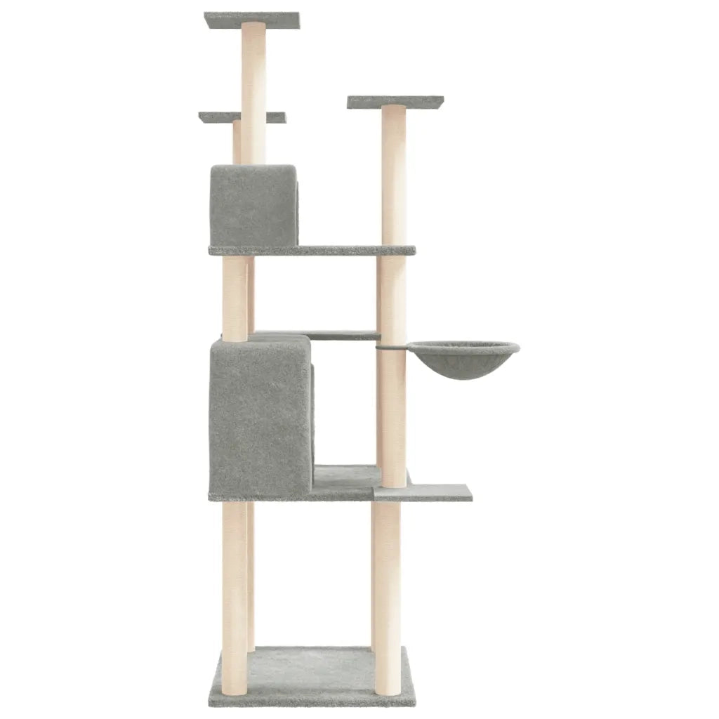 Albero per Gatti con Tiragraffi in Sisal Grigio Chiaro 166 cm 171724