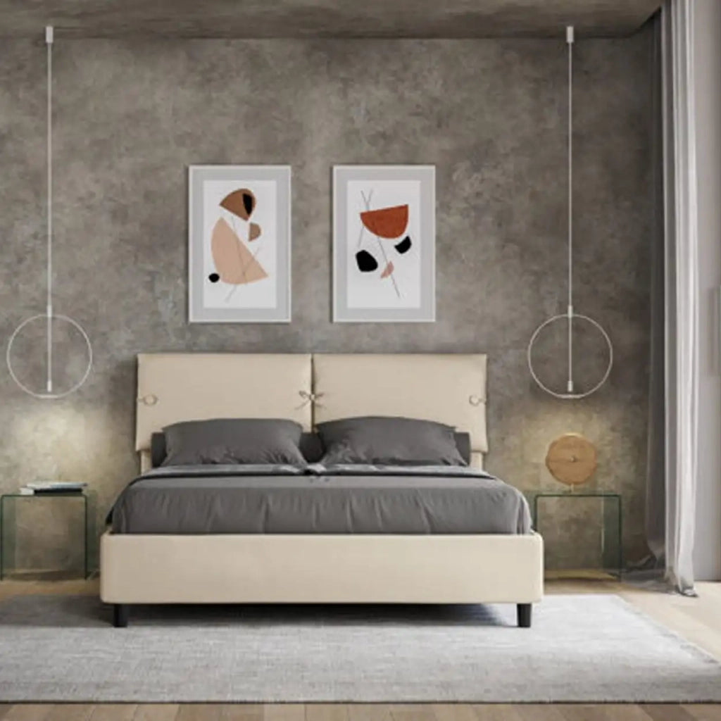 Letto matrimoniale senza rete imbottito 160x210 similpelle tortora Sleeper