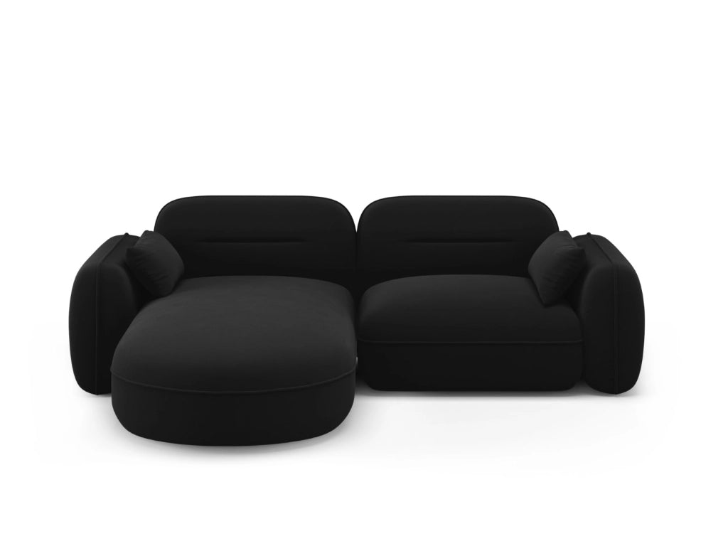Cosmopolitan Design - Divano angolare modulare sinistro "Sydney" 3 posti in velluto nero 