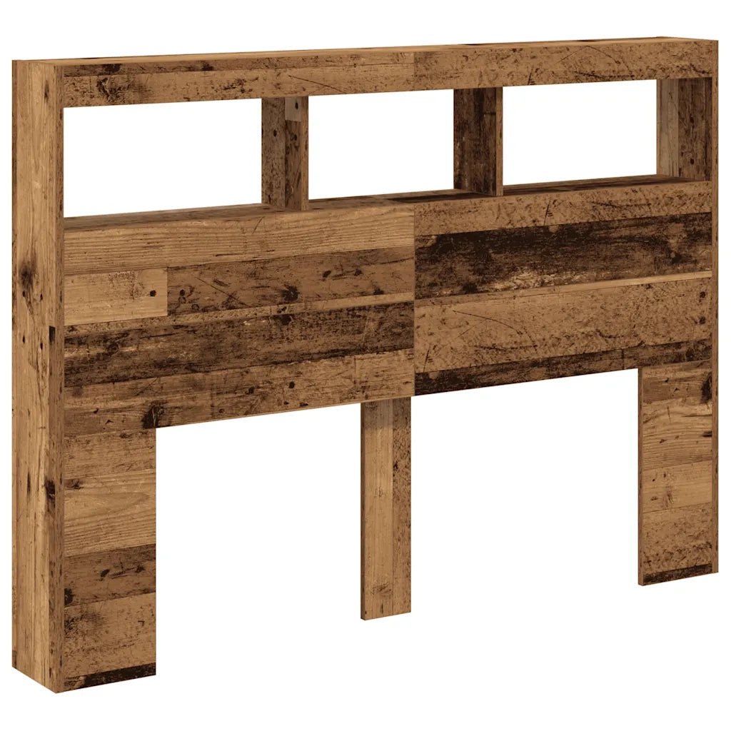 Testiera con Contenitore a LED Legno Antico 140x17x102 cm 863128