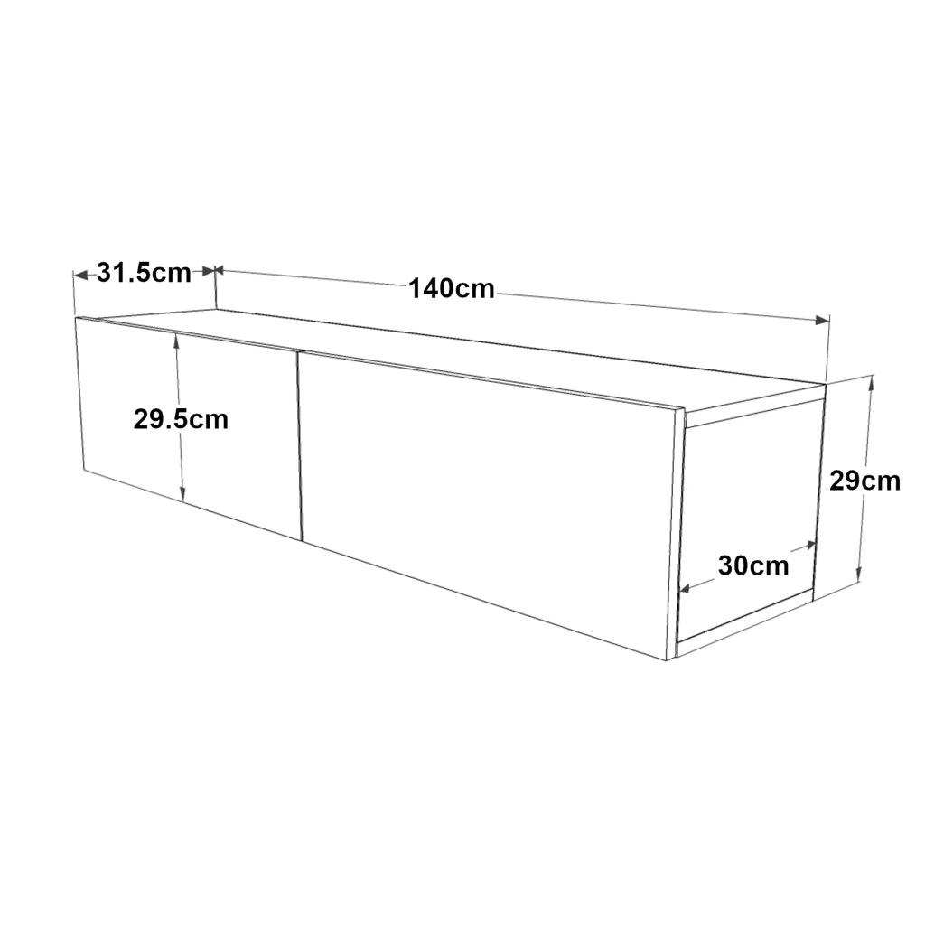Mobile porta TV con 2 ante 29,5 x 140 x 31,5 cm effetto rovere rustico 03_0007781