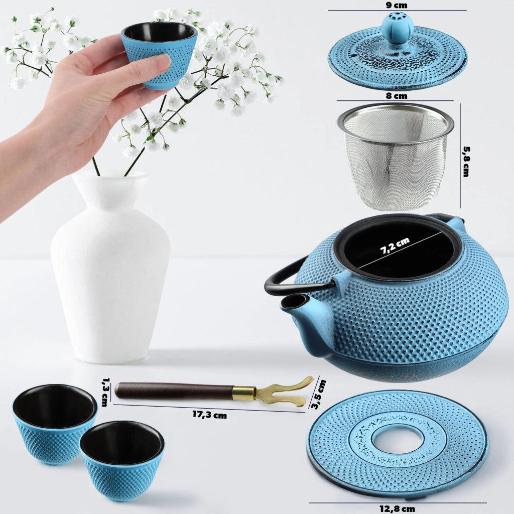 Teiera in ghisa KADAX con infusore per tisane, 850 ml, colore blu.