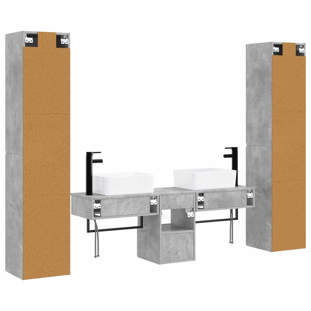 Set di mobili per il bagno 5 pz Grigio Cemento 3406016