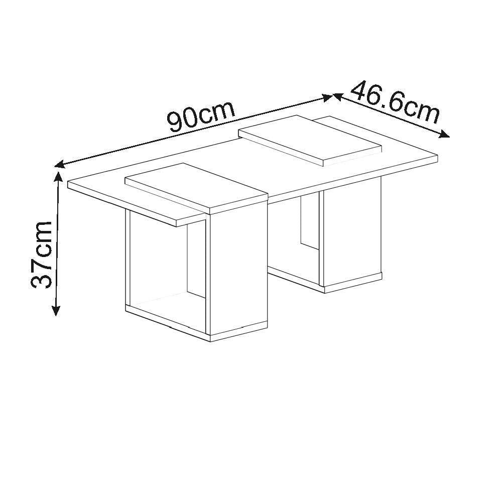 Tavolino in legno "Matris" - 90 x 46 x 37 cm - Travertino