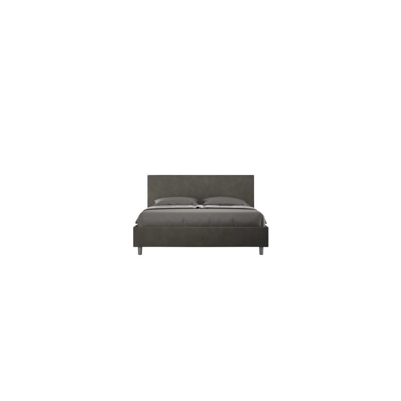 Letto imbottito Matrimoniale 160x210 cm Adele - Con rete,Microfibra,Grigio
