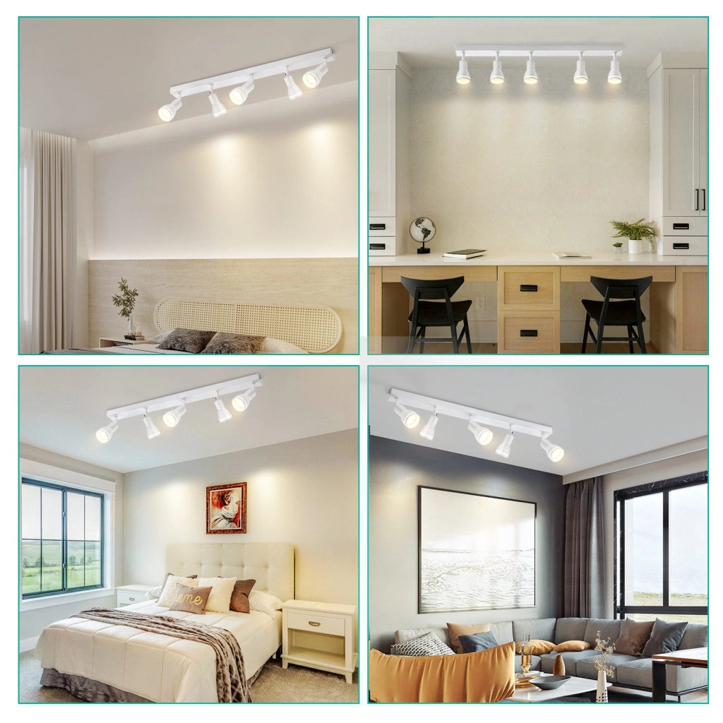 ZMH Faretto da soffitto bianchi 5 luci GU10 metallo orientabili per cucina ufficio soggiorno senza lampadina
