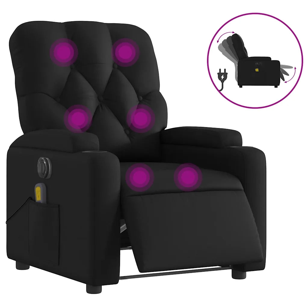 Poltrona Massaggiante | Sedia Relax Reclinabile Elettrica Nera in Similpelle