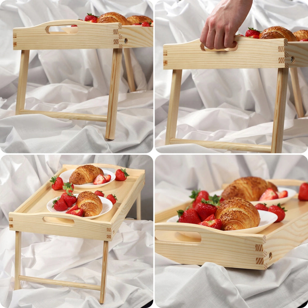 Tavolino da colazione pieghevole in legno KADAX per laptop da letto, vassoio regalo