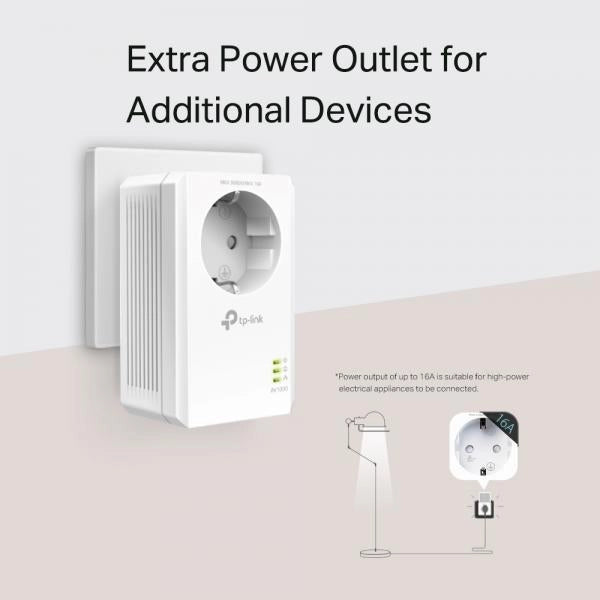 Starter Kit Powerline AV1000 TL-PA7017PKIT - Compatibile con lo standard Homeplug AV, fino a 1000Mbps - Porta Gigabit - con presa elettrica passthrough - Plug and Play