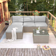Divano Angolare da Giardino Polyrattan con Cuscini e Tavolino ¨C Xylo ¨C Khaki
