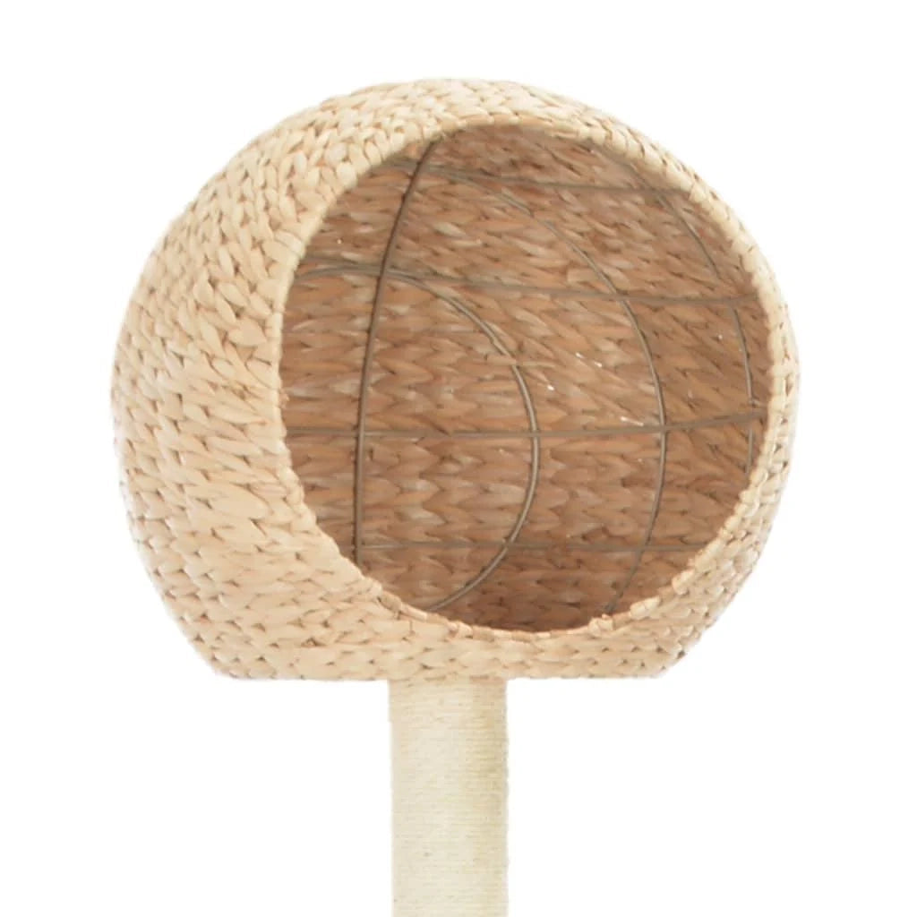 Tiragraffi albero per gatti cuccia per gatti peluche in sisal con stampa di alghe marine beige 3702145