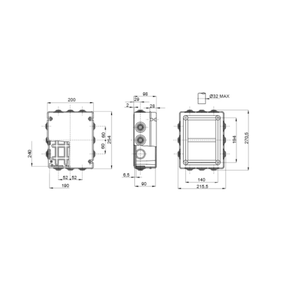 Scatole di derivazione gewiss serie 44 ce stagne in tecnopolimero ip55 *** dimensioni 240 x 190 x 70 millimetri, conf...