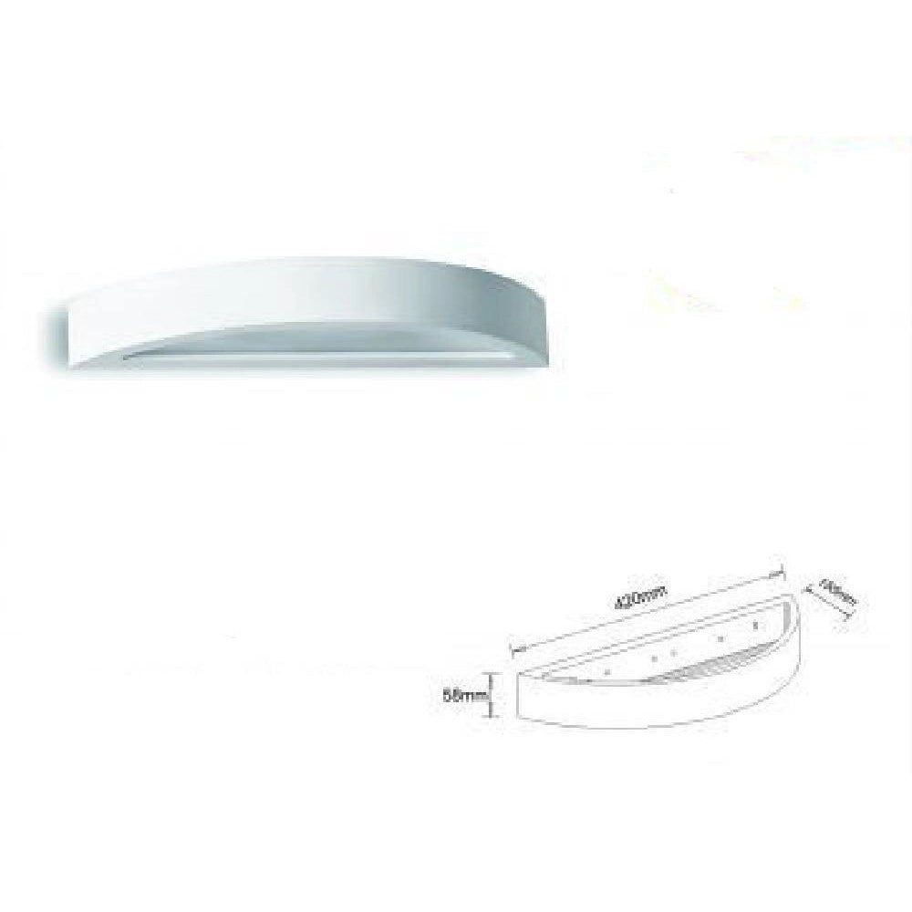 Trade Shop - Applique Muro Moderno In Gesso Mezzaluna Slim 1xr7s Lampada Verniciabile Gs-e62 -