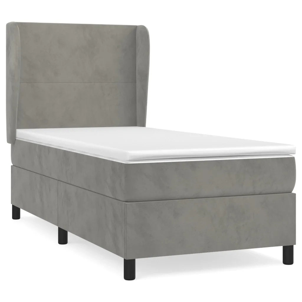 Giroletto a Molle con Materasso-Struttura Letto Grigio Chiaro 90x200 cm Velluto 746565