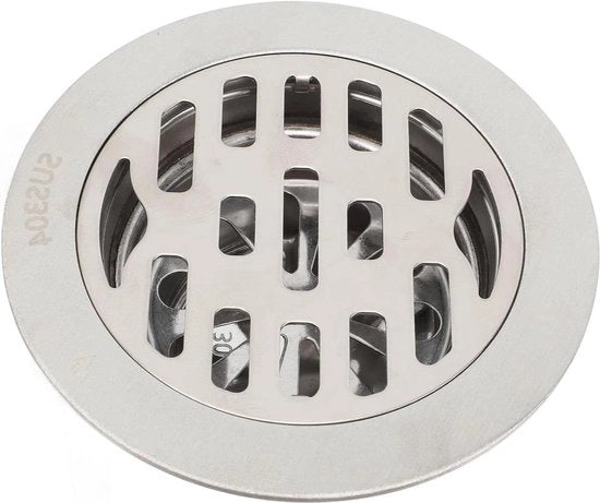 Afvoer in acciaio inossidabile a forma rotonda - diametro 10 cm - set di scarico per doccia con superficie antiscivolo - varie stili per bagno, balcone, cucina - uso residenziale e hoteliero