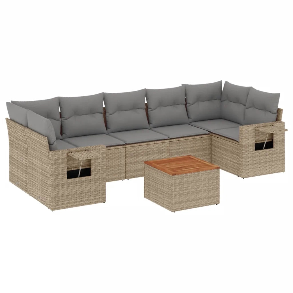 Set Divano da Giardino 8 pz con Cuscini Beige Misto Polyrattan 3256808