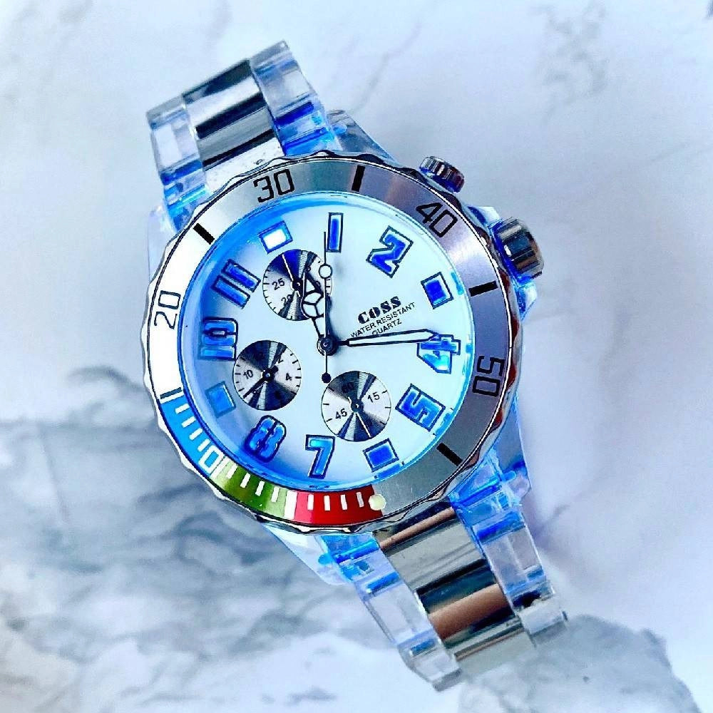 Trade Shop - Orologio Da Polso Coss Uomo Analogico Al Quarzo Luminoso Silver Quadrante Bianco -
