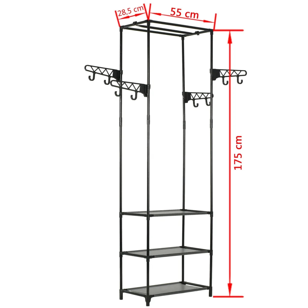 Porta Abiti Acciaio Tessuto non Intrecciato 55x28,5x175 cm Nero cod mxl 66788